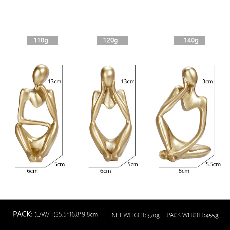 Conjunto de tres piezas de personaje de pensamiento colorido - Oro