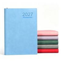 Carnet A5 à couverture souple en cuir PU 2027, agenda quotidien, journal avec index mensuels, logo personnalisé, vente en gros, papier de bureau professionnel