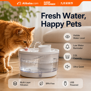 Fontanella d'Acqua Automatica <span class=keywords><strong>per</strong></span> <span class=keywords><strong>Gatti</strong></span> con App Intelligente MBC-IWD001 |   Wireless Ultra Silenzioso |   Bottiglia d'Acqua da 2,5L Alimentata <span class=keywords><strong>a</strong></span> <span class=keywords><strong>Batteria</strong></span> - Product Image 3