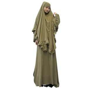 Robe longue abaya élégante haut de gamme pour femmes Style moyen-oriental transfrontalier couleur unie Polyester taille XXL - Product Image 1