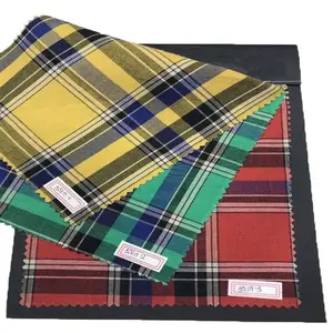 ready goods combed plaid twill tartan woven shirt fabric 100% cotton check designs