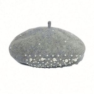 หมวกผู้หญิงขายส่ง หมวกฤดูหนาวสำหรับผู้หญิง หมวกเบเร่ต์ประดับมุก ผลิตหมวก - Product Image 3