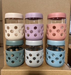 Frascos de Vidrio Mason de 16 oz con Fundas de Silicona, Recipientes Herméticos Libres de BPA para Avena Remojada con Tapas - Product Image 6