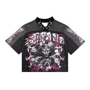 Ropa de calle personalizada, camiseta de fútbol retro Rosa deportiva, impresión por sublimación, patrón de logotipo, camiseta de fútbol de malla recortada ajustada de gran tamaño - Product Image 3