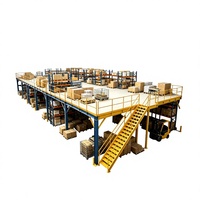 HONGXIN Étagère de mezzanine robuste personnalisable à 2-3 niveaux, sans boulons, à rivets, en acier laminé à froid, finition thermolaquée, anti-corrosion