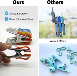 <span class=keywords><strong>Pinces</strong></span> <span class=keywords><strong>à</strong></span> <span class=keywords><strong>linge</strong></span> en acier inoxydable robustes de haute qualité avec doubles crochets brevetés, poignée ergonomique et design décoratif pour - Product Image 5