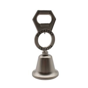 Recuerdo de campana de cena de mano de Metal de Croacia personalizado con abrebotellas regalo turístico - Product Image 1