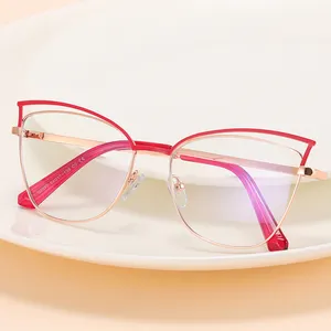 Korean designer retro metal half rim optical glasses custom logo women glasses
