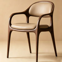 Chaises de salle à manger modernes de style nordique minimaliste en bois massif couleur noyer avec dossiers en cuir pour bars à domicile, hôtels