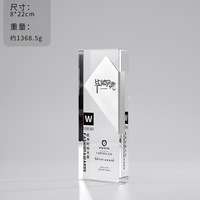 2025 Nouveau trophée en cristal noir et clair avec plaque métallique Catégorie de produit Artisanat en cristal