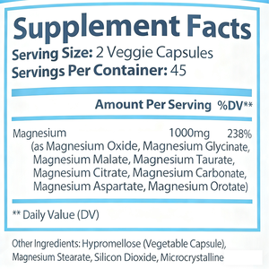 Magnésio Complex Cápsulas 1000mg Suplemento Vitamínico e Mineral Promoção do Sono e Ossos e Músculos Mais Fortes - Product Image 2