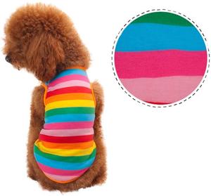 Débardeur en coton arc-en-ciel pour chien, débardeur sans manches, respirant, basique, Super doux, extensible, compatible chiot et chat - Product Image 4