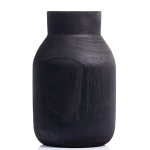 Jarrón Grande <span class=keywords><strong>de</strong></span> Madera Rústico Negro para Decoración del Hogar, Jarrón Alto Vintage para Flores, Decoración Rústica Estilo Granja - Product Image 1