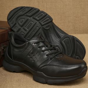 Zapatos Casuales de Cuero Vacuno Genuino para Hombre, Punta Redonda, Suela de Goma, Entresuela de EVA, Aumentan la Altura, para Todas las Temporadas - Product Image 1