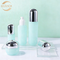 Ensemble d'emballages cosmétiques de luxe en verre de 40 ml, 100 ml, 120 ml – Bouteille de lotion et de sérum à fond épais, pot de crème pour le visage au design unique