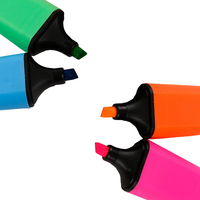 Marqueurs de surligneur de couleurs assorties promotionnels avec pointe de pinceau plate Encre fluorescente Encre fluorescente Conseils de burin surligneurs