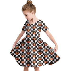 Milk Silk Printed Girls Twirl Dress Short Sleeve <b>Round</b> Neck Kids <b>Swing</b> Skirt Cute Fall Children Casual Princess Dress - Product Image 5