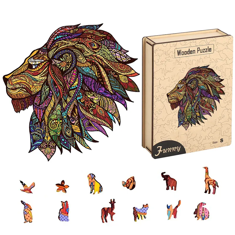 Wholesale A5 A4 A3 Custom Colorful 3d puzzle for adults Wooden Puzzle animal adults 3d wooden puzzle