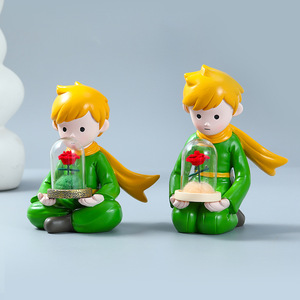 Prince Roses Preserved Bouquet Resin Figurine Tabletop Ornament Valentine'S Day Gift Elegant Cartoon Design - Product Image 3