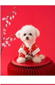 कुत्ते सर्दियों कोट चीनी शैली तांग सूट पालतू कुत्ता कॉस्टयूम गर्म फू चरित्र तांग कॉस्टयूम नया साल मुबारक के लिए Qipao छोटे कुत्तों
