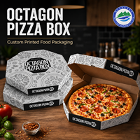 Boîte à pizza octogonale noire personnalisée avec logo, emballage en carton imprimé en gros, tailles 6, 7, 8, 10, 12, 14, 16 pouces