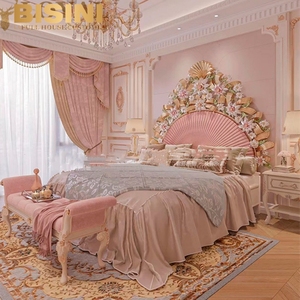 Maison de villa de style européen antique <span class=keywords><strong>blanc</strong></span> et plaqué or à côté de la table de nuit en bois sculpté princesse filles <span class=keywords><strong>chambre</strong></span> à coucher table de chevet - Product Image 6