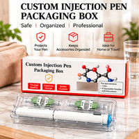 Boîte d'emballage personnalisée pour stylo injecteur avec plateau en PVC transparent, carton pliable imprimé pour kit de stylo médical, emballage pharmaceutique