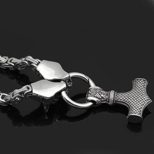 वाइकिंग हार Mens विंटेज भेड़िया सिर Mjolnir Thor हथौड़ा लटकन नॉर्स गहने स्टेनलेस स्टील सम्राट श्रृंखला हार - Product Image 5