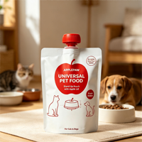 Sachet d'emballage personnalisé pour aliments humides pour animaux de compagnie, avec doublure en matériau CPP stérilisable, pochette souple à bec verseur et bouchon en forme de pomme