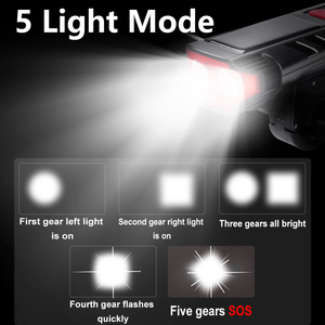 Nuevas cuentas de lámpara de plástico ABS doble T6 con batería de litio 2000 Ma integrada, luz delantera de bicicleta <span class=keywords><strong>LED</strong></span> de carga solar - Product Image 3