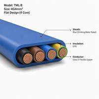 Câble de pompe submersible plat TML-B 4G4mm2, isolé EPR, pour eau potable, gaine bleue, classe 5, cuivre flexible, 450/750V, 500m