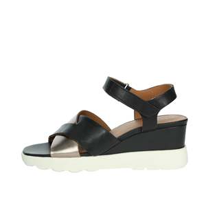 Geox Women's Wedge <b>Sandal</b> D45G0C 043CF Black Gold Size 39 - Product Image 1