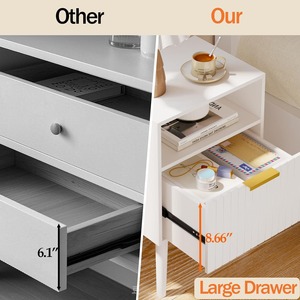 <span class=keywords><strong>Table</strong></span> <span class=keywords><strong>de</strong></span> <span class=keywords><strong>chevet</strong></span> en bois <span class=keywords><strong>blanc</strong></span> <span class=keywords><strong>de</strong></span> luxe à 2 niveaux, design cannelé, sur mesure, pour chambre à coucher, bureau ou petits espaces - Product Image 4