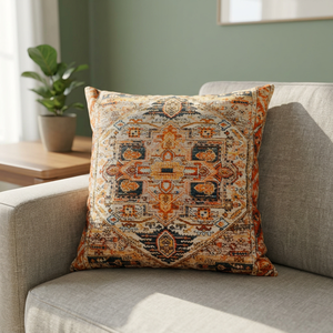 Housse de coussin bohème premium 18x18 pouces avec imprimé géométrique tribal multicolore, taie d'oreiller carrée décorative pour canapé et chambre - Product Image 1
