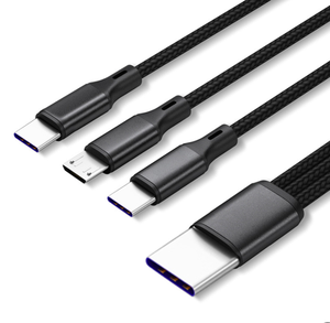 Cable de carga rápida 3 en 1 de nailon trenzado, nuevo diseño, multienchufes, 1,2 m, 5A - Product Image 1