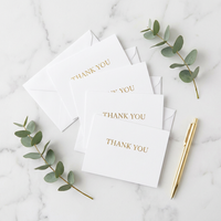 Cartes de remerciement personnalisées de luxe minimalistes en or blanc |   Cartes de remerciement d'entreprise haut de gamme pour mariage, fabricant OEM