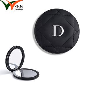 Fashion Custom Logo Personalized Black Round Dual Sided Foldable <b>Plastic</b> Pocket Cosmetic <b>Mirror</b> Promotion Gift - Product Image 2