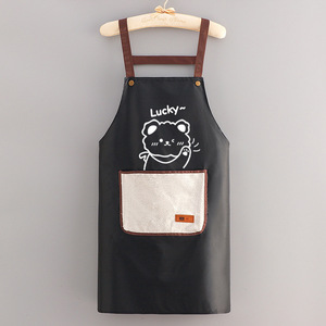 Lucky <b>Bear</b> Pattern Waterproof Apron Long Sleeve Cooking Apron For Couple Daily Use - Product Image 4