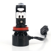 Mini projecteur bi-LED H8 45W 2000LM, mini ampoule LED, lentille de projecteur LED pour voiture, faisceau haut/bas avec ventilateur