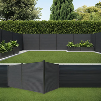 Nouveau panneau de clôture d'intimité en composite bois-plastique (WPC) à lattes 3D de 1,80 m, bicolore, avec modélisation 3D