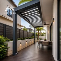 Pergola moderne en aluminium à lames orientables avec éclairage LED, toit motorisé étanche pour parking de villa et patio