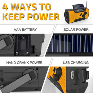 Radio Meteorológica Portátil AM FM NOAA y Linterna de Emergencia para Desastres y Huracanes, con Manivela, Energía Solar, para Supervivencia, Campamento y Actividades al Aire Libre - Product Image 2