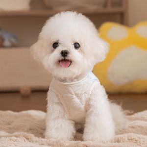 Gilet coupe-vent chaud doublé polaire patchwork épaissi pour Bichon Frisé – Vêtements pour animaux de compagnie automne-hiver au design mignon - Product Image 2