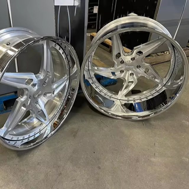 Viorock 5x112 5x114.3 5x120 6x139.7 22 24 26 28 Inch Forged Wheels Sliver&Gold Rims Polishing Design Fit for 6 Lug Chevy Wheels