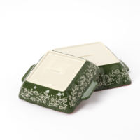 Plat de cuisson en porcelaine céramique Offre Spéciale avec poignée Plaques carrées durables peintes à la main Plateau de cuisson