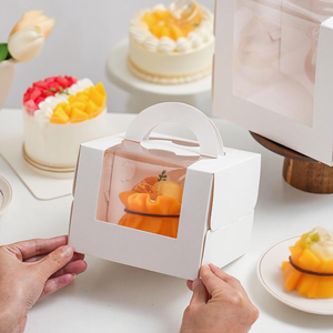 Boîte à gâteaux d'anniversaire de style coréen blanc portable de 4 pouces Laminage mat de fenêtre de 6 pouces et emballage de <span class=keywords><strong>mousse</strong></span> surélevée pour usage alimentaire - Product Image 2