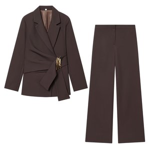 Collection Hiver 2026 PB&ZA pour Femme : <span class=keywords><strong>Blazer</strong></span> en Velours Anti-Plis à Manches Longues et Boucles Décoratives - Product Image 3