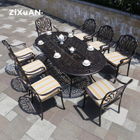 Tables et chaises de luxe en aluminium moulé pour l'extérieur, tables et chaises ovales longues, tables et chaises de jardin, villa, cour