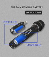 Microphone de studio sans fil rechargeable D513 UHF, microphone sans fil pour karaoké, microphone portable sans fil avec fonction d'élimination du bruit