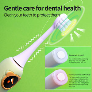 2025 nuevo mejor pantalla LCD recargable temporizador inteligente Sensor de presión IPX7 silicona niños cepillo de dientes eléctrico sónico - Product Image 5